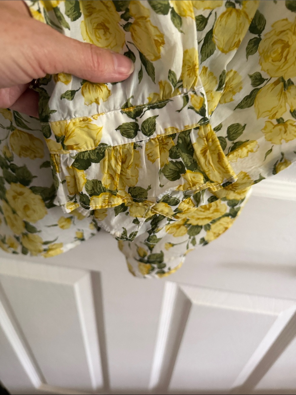 J. Crew Yellow Rose Print Ruffle Collar Cotton Blouse - Picture 10 of 11